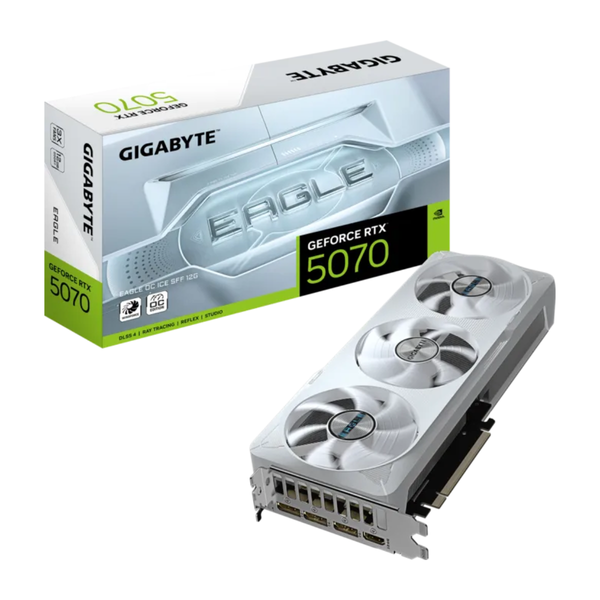 VGA Gigabyte GeForce RTX 5070 EAGLE OC ICE SFF 12G White VGA Gigabyte GeForce RTX 5070 EAGLE OC ICE SFF 12G White