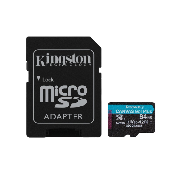 MicroSD KINGSTON 64GB c/Adap Canvas GO! Plus Gen4 (4K Camara-Drones) MicroSD KINGSTON 64GB c/Adap Canvas GO! Plus Gen4 (4K Camara-Drones)