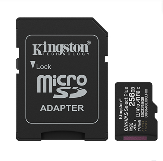 MicroSD KINGSTON 256GB c/Adap Gen3 150MB/s Canvas Plus CL10