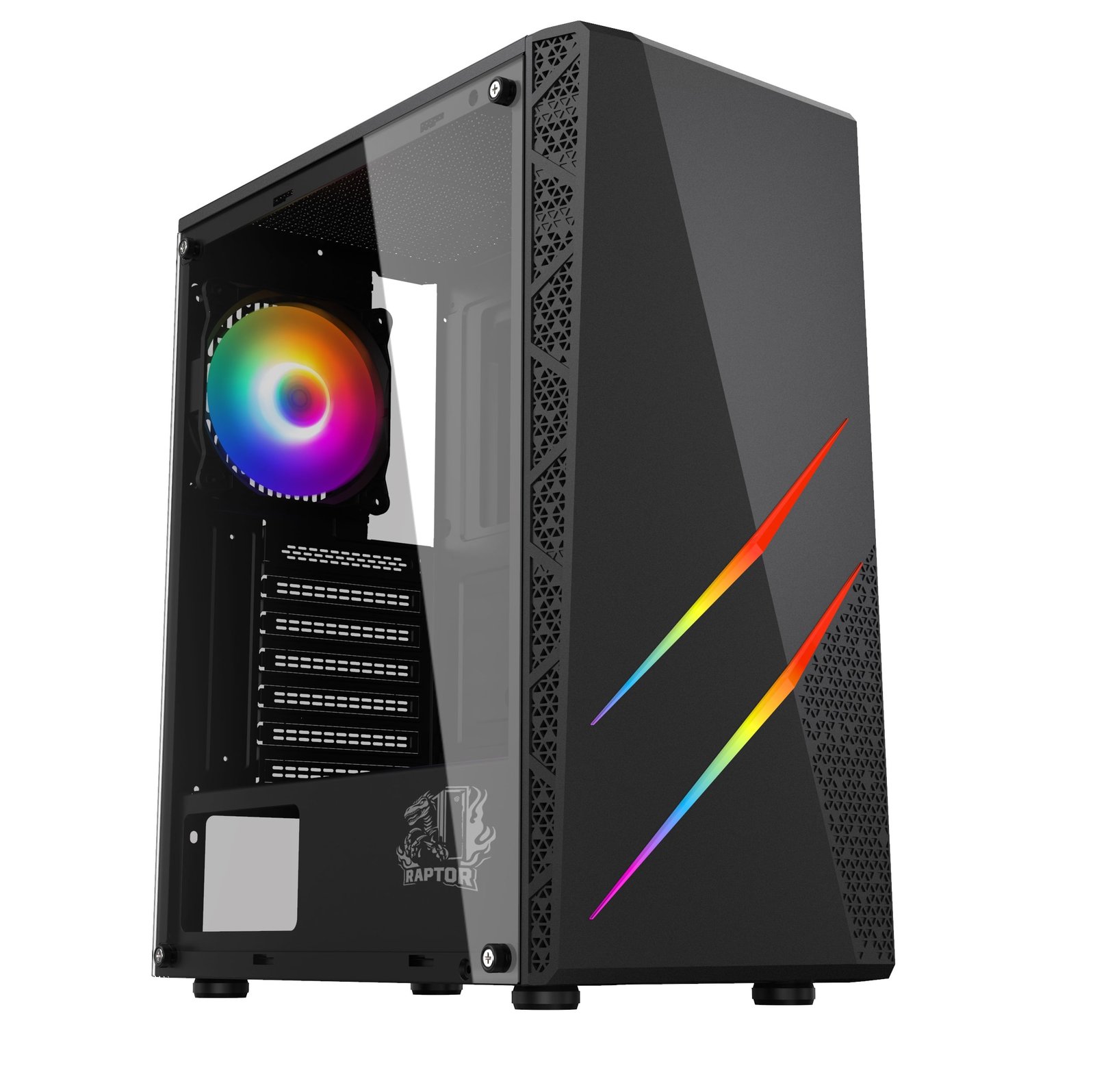 Gabinete Raptor Blaze Force TG Mid-Tower RGB Fan x1 w/button control Gabinete Raptor Blaze Force TG Mid-Tower RGB Fan x1 w/button control