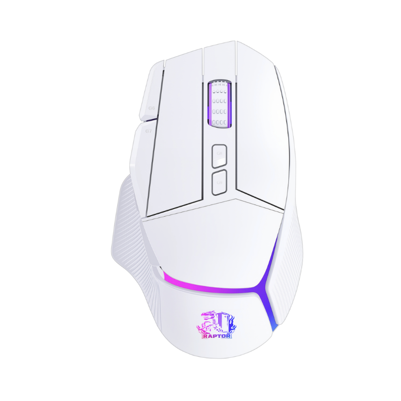 Mouse Gamer Raptor Storm Grip Wireless 9 botones 24000dpi retroiluminado c/soft White Mouse Gamer Raptor Storm Grip Wireless 9 botones 24000dpi retroiluminado c/soft White