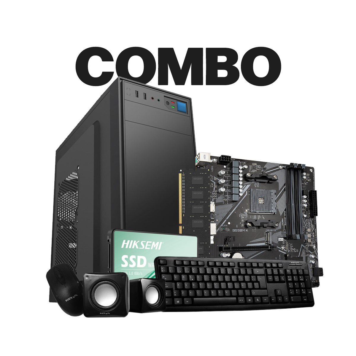 Pc Kelyx Kit 728-20 / MB Gigabyte B550 / Mem Hiksemi 8G 3200 / SSD Hiksemi 240G Pc Kelyx Kit 728-20 / MB Gigabyte B550 / Mem Hiksemi 8G 3200 / SSD Hiksemi 240G