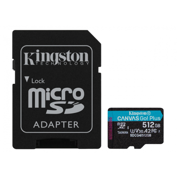 MicroSD KINGSTON 512GB c/Adap Canvas GO! Plus Gen4 (4K Camara-Drones) MicroSD KINGSTON 512GB c/Adap Canvas GO! Plus Gen4 (4K Camara-Drones)