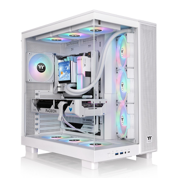 Gabinete TT View 380 XL Mid-Tower TG x2 Fan ARGB x1 Reverse Fan x3 Snow Gabinete TT View 380 XL Mid-Tower TG x2 Fan ARGB x1 Reverse Fan x3 Snow